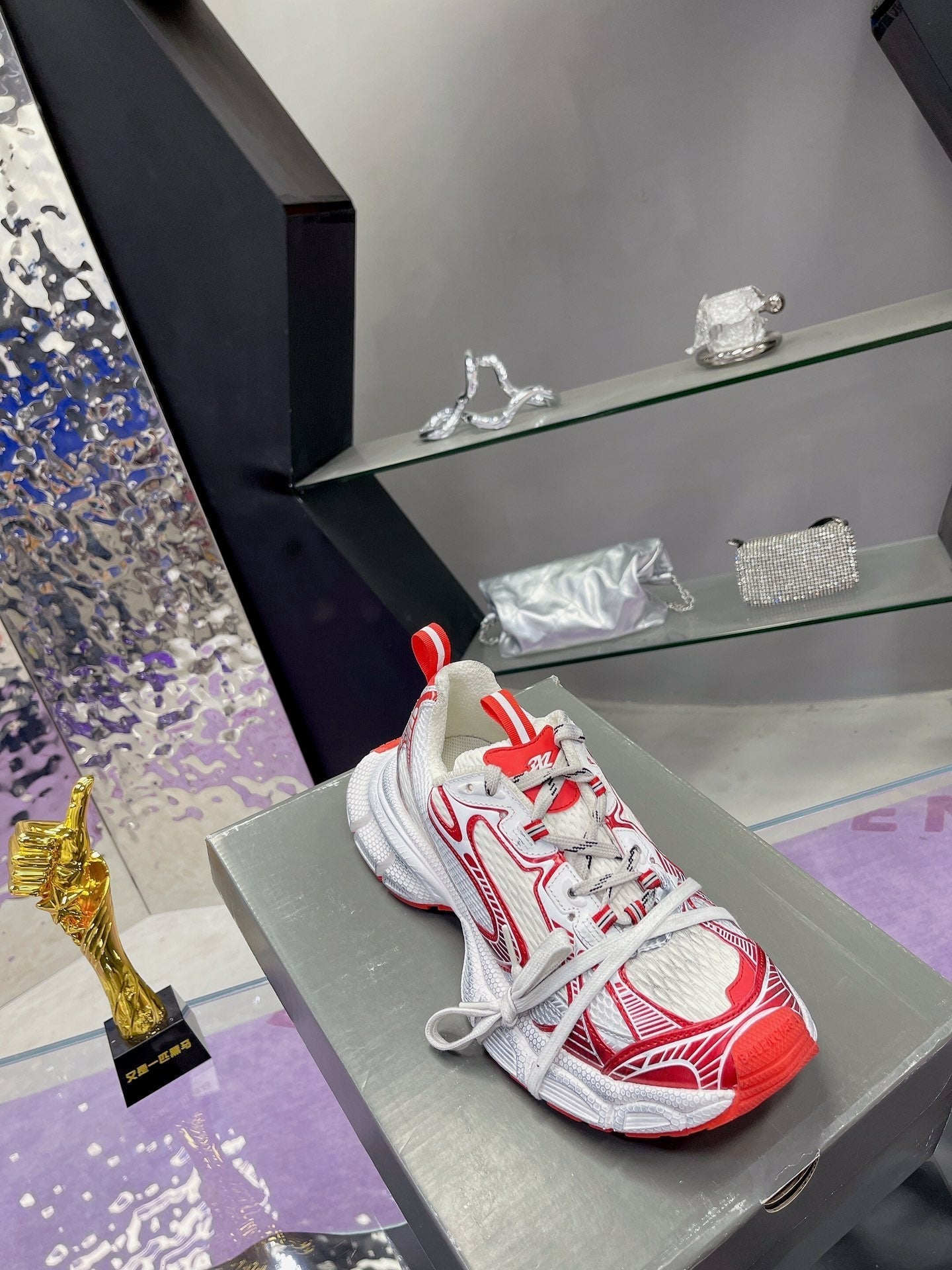3XL SNEAKER IN RED MIX WHITE MESH AND POLYURETHANE - 35