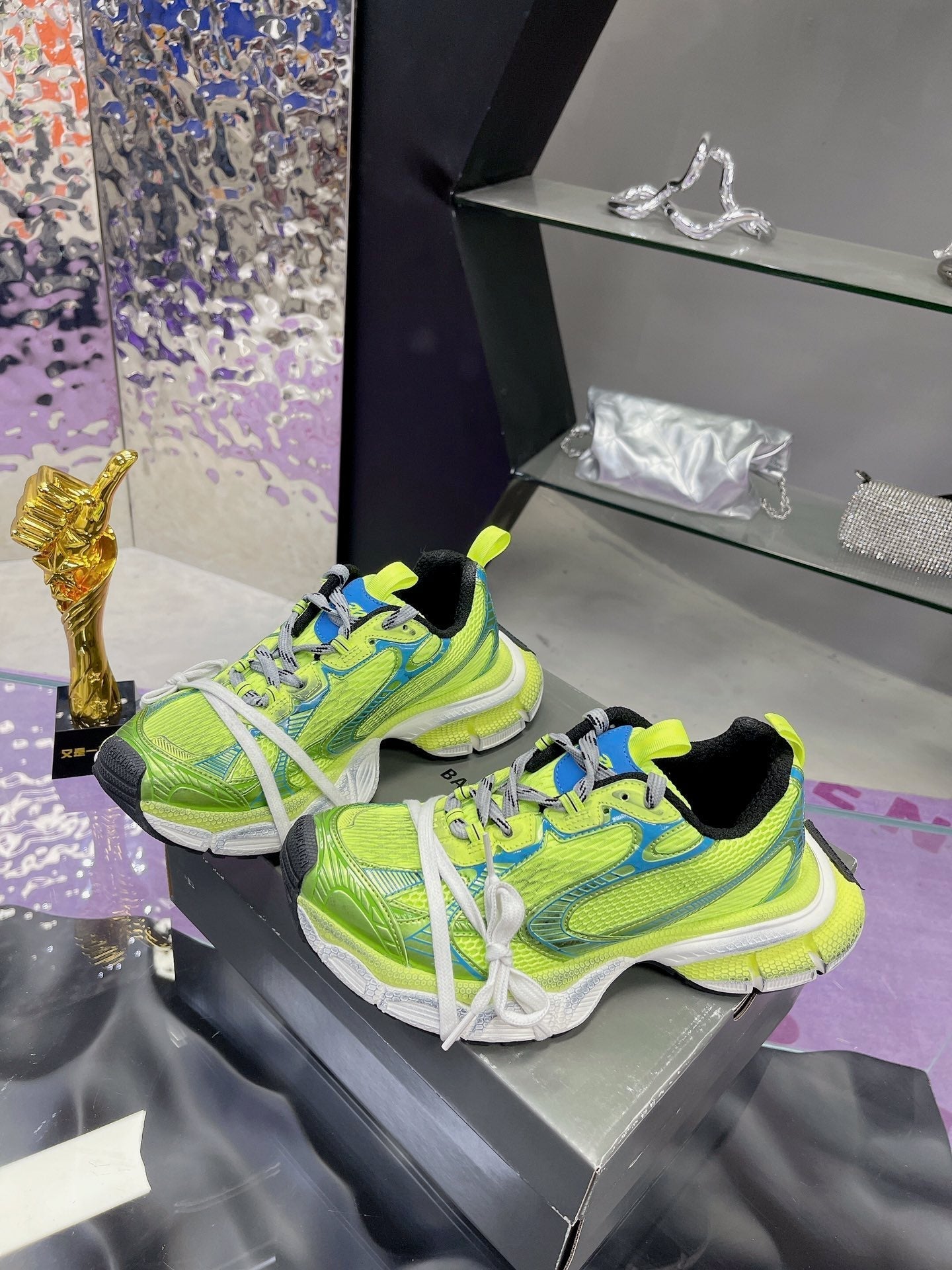 3XL SNEAKER IN NEON GREEN MESH AND POLYURETHANE - 35