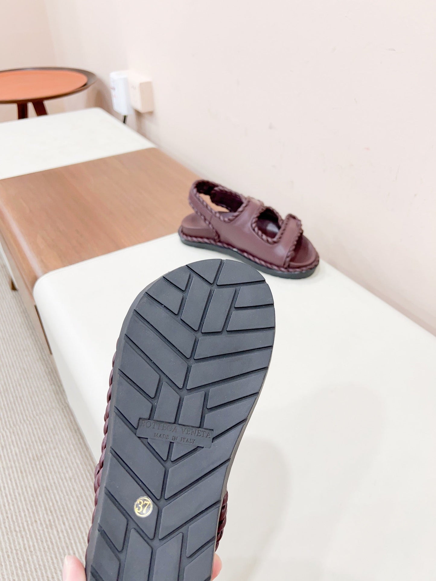 REFINED DAD SANDAL IN WINE RED LAMBSKIN - 35