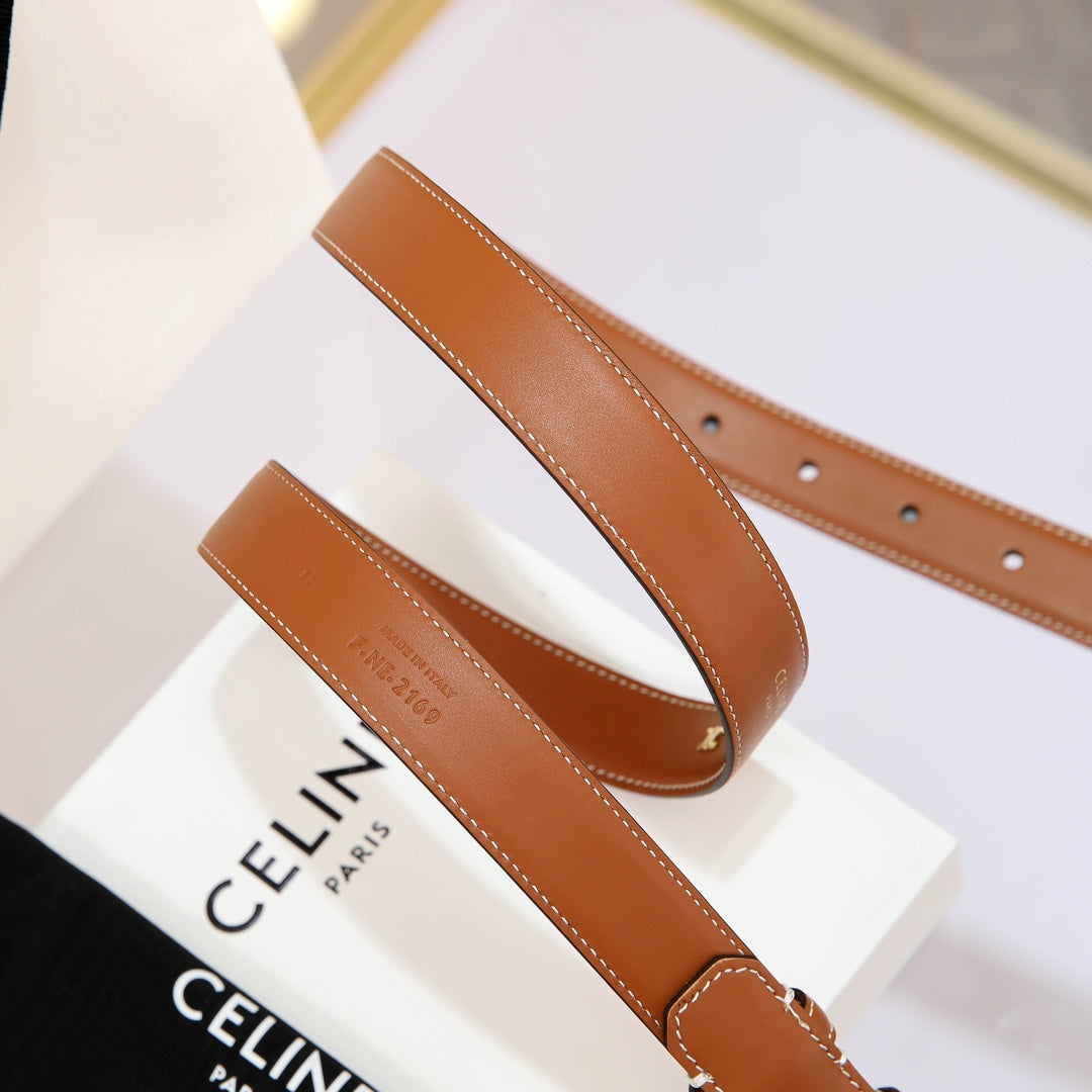 CL MEDIUM 25 MM MARCO BELT WITH STRASS IN BRONZE BROWN CALFSKIN GOLD HARDWARE - 30