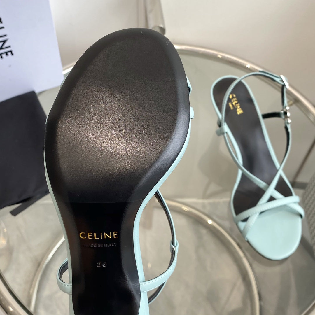HIGH HEEL SANDAL 65MM IN SKY BLUE CALFSKIN - 35