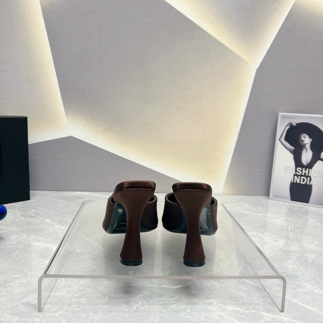 SL GOLDIE MULES BROWN SATIN - 35