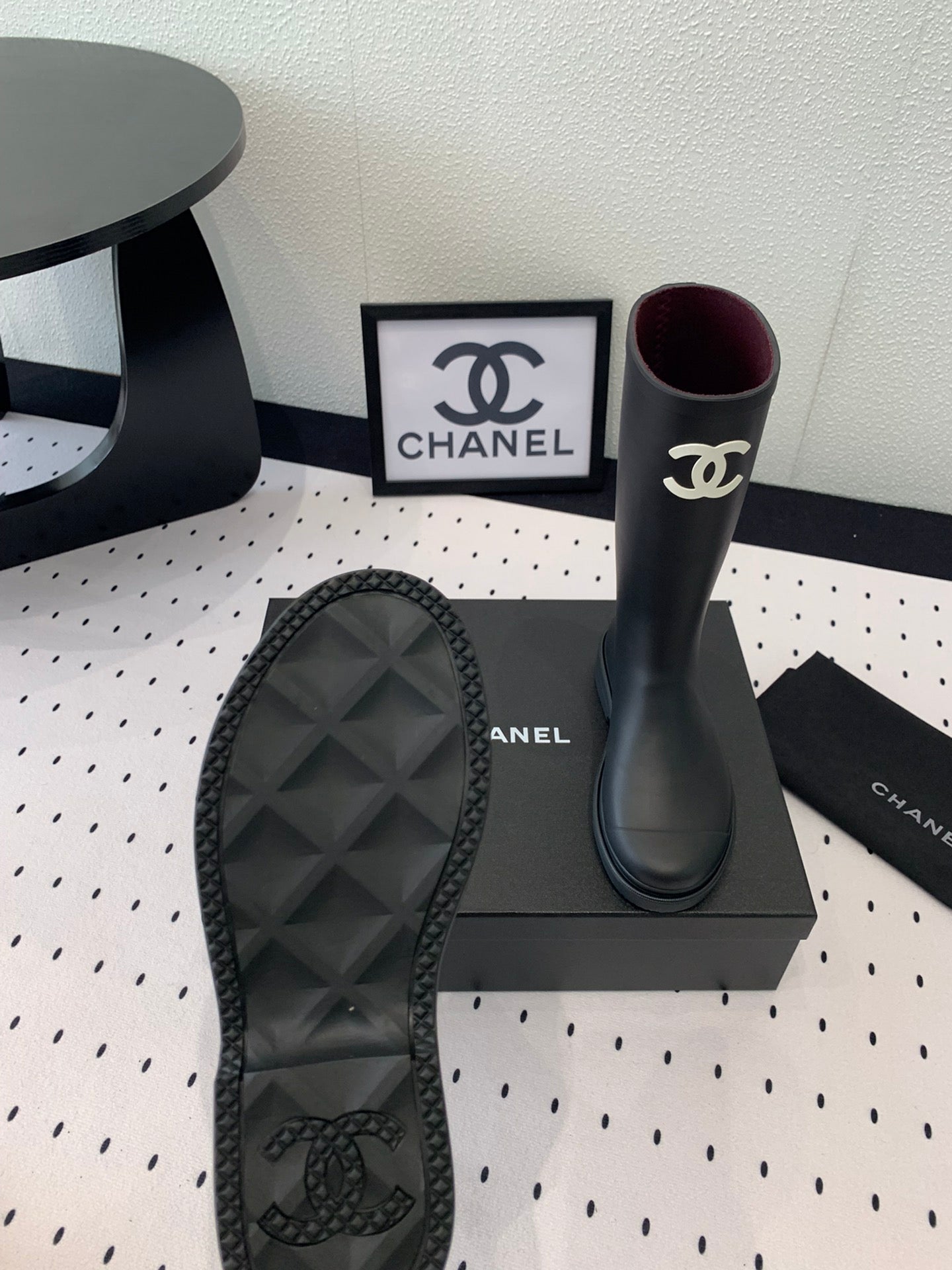 cc rainboot chanel black coler - 35