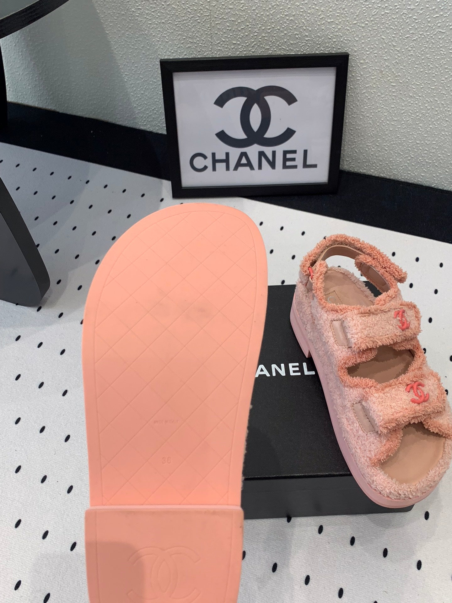 DAD SANDALS PLATFORM IN LIGHT PINK FUR - 35