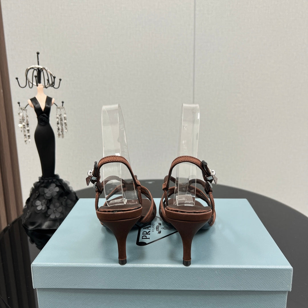 PRA HEELED SANDALS CINNAMON SATIN - 35