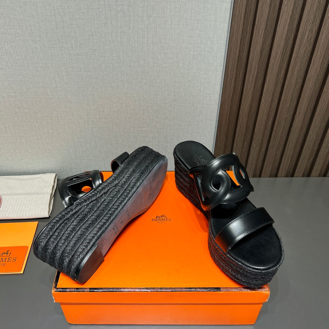 ITHEA 80 ESPADRILLE BLACK CALFSKIN - 35