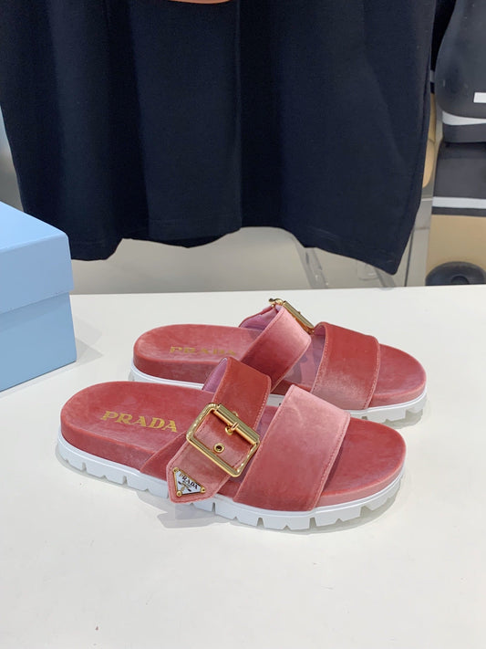 PRA SLIDES SANDALS ТЕМНО-РОЖЕВИЙ ОКСАМИТ - 35