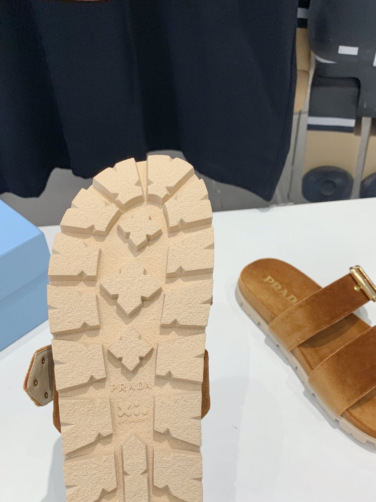 PRA SLIDES SANDALS CAMEL VELVET - 35