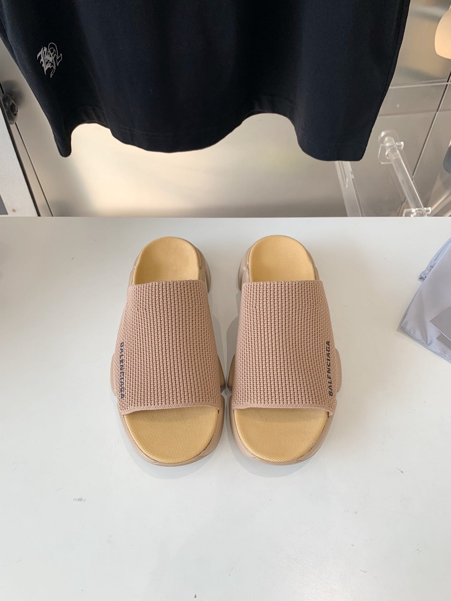 SPEED 2.0 SLIDE SANDAL IN BEIGE RECYCLED KNIT - 35