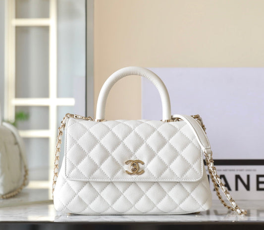 CHANEL 25S СУМКА FLAP BAG 24 СМ З БІЛОЇ ОВЕЧОЇ ШКІРИ ІЗ ЗОЛОТОЮ ФУРНІТУРОЮ
