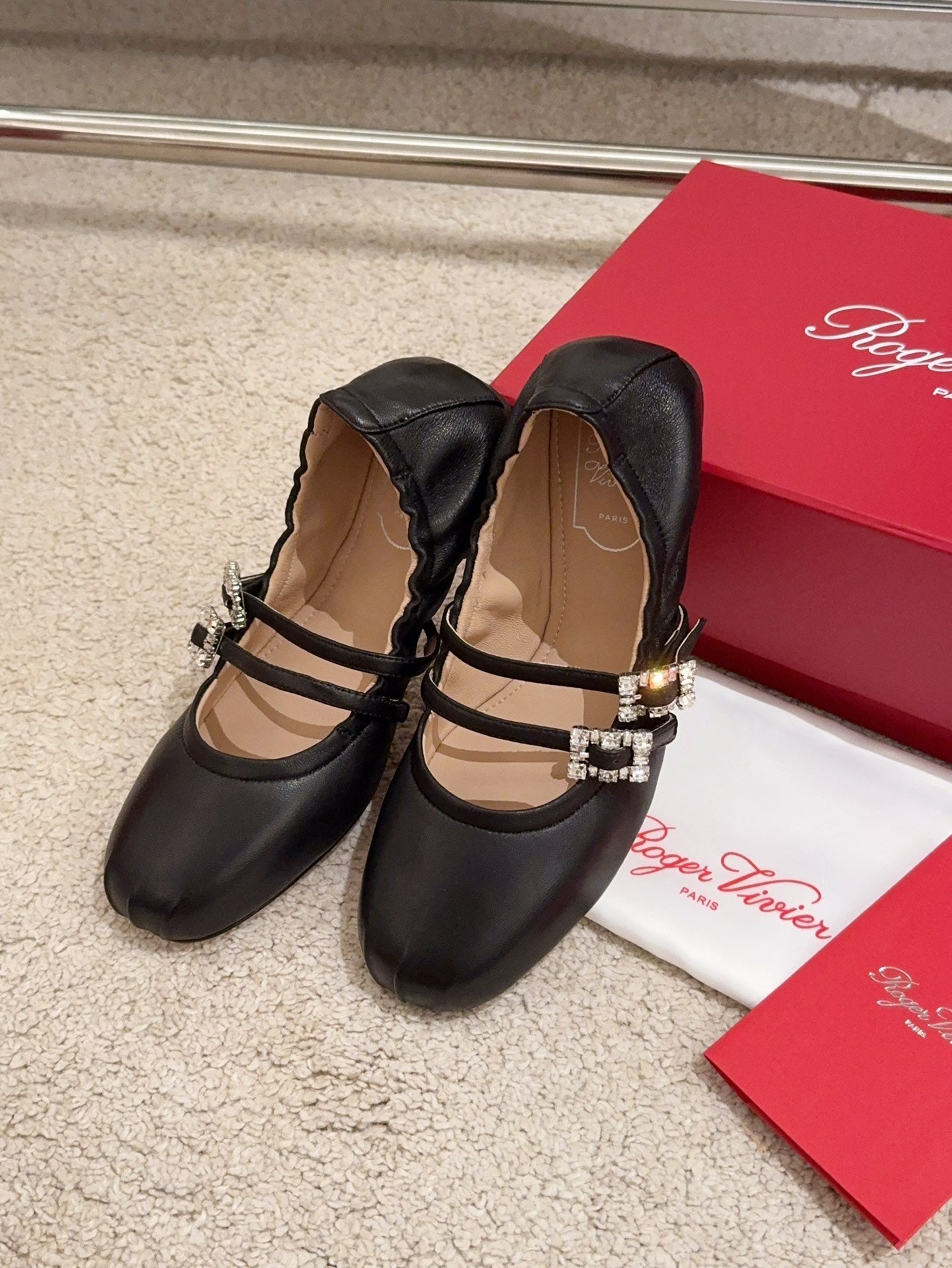 MARY JANES WITH TWO STRAPS IN BLACK SOFT LAMBSKIN - 34