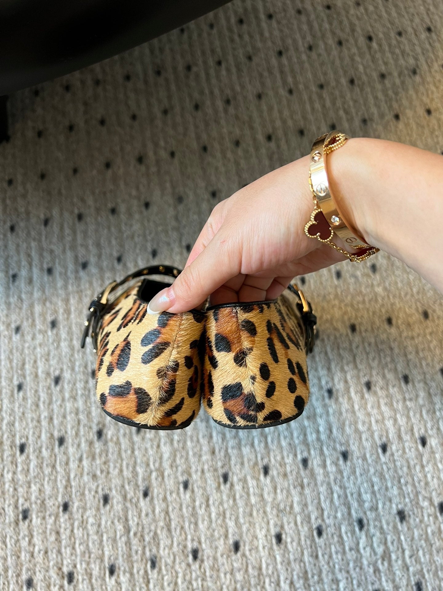 ALAIA MARY JANE SHOES IN LEOPARD ZP CUSTOM STRAW AND DENIM - 35