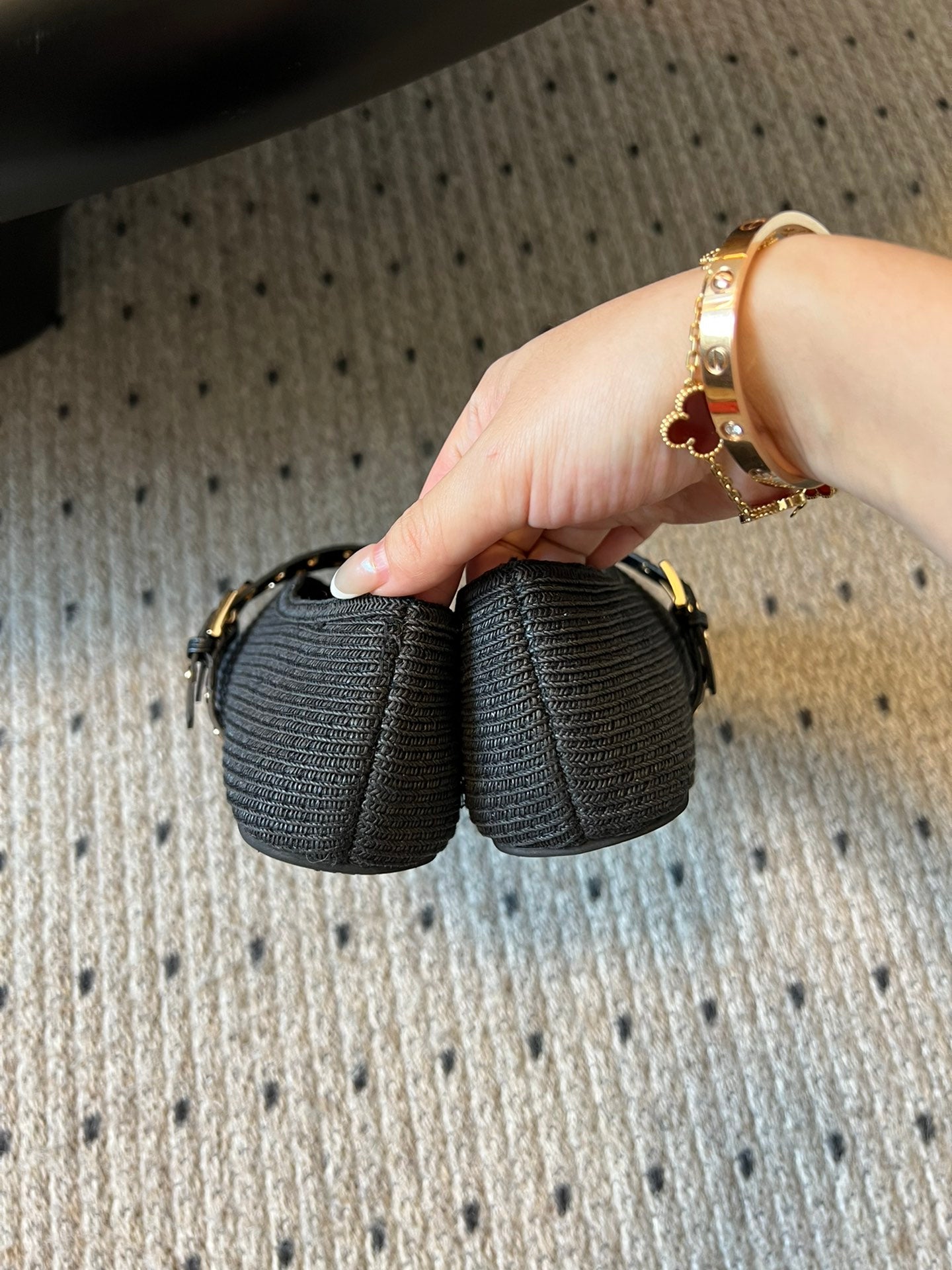 ALAIA MARY JANE SHOES IN BLACK ZP CUSTOM STRAW AND DENIM - 35