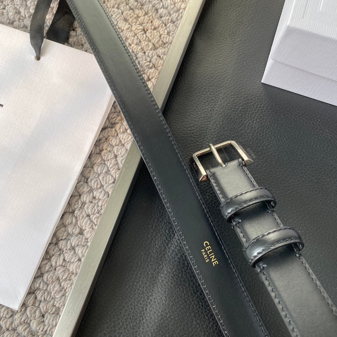 BELT 25MM IN BLACK REVERSIBLE ITALIAN CALFSKIN WITH VINTAGE SILVER BUCKLE - 30