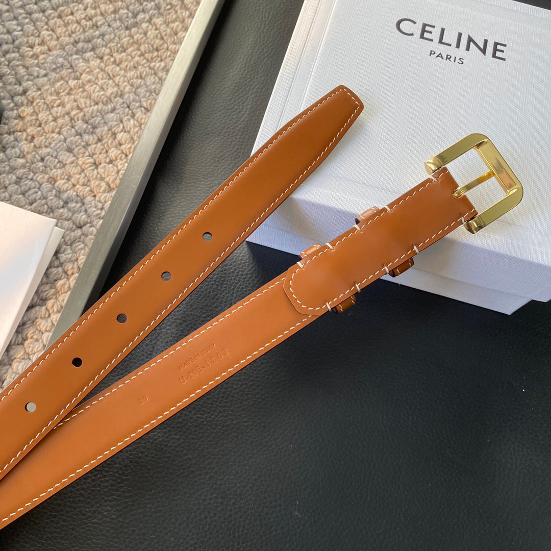 BELT 25MM IN BROWN REVERSIBLE ITALIAN CALFSKIN WITH VINTAGE GOLD BRASS BUCKLE - 30