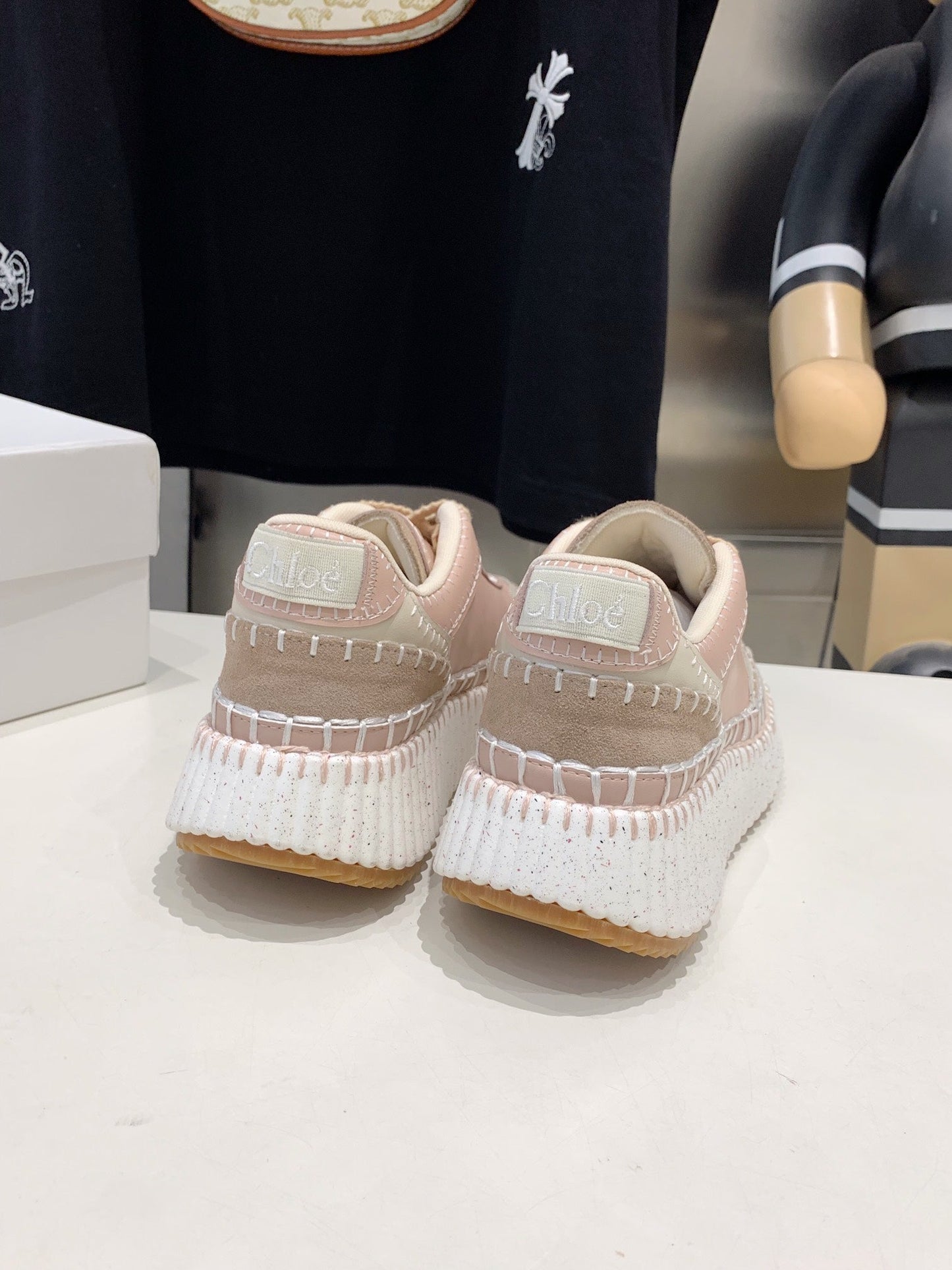 NAMA SNEAKER 5 CM IN LIGHT PINK CALFSKIN - 35