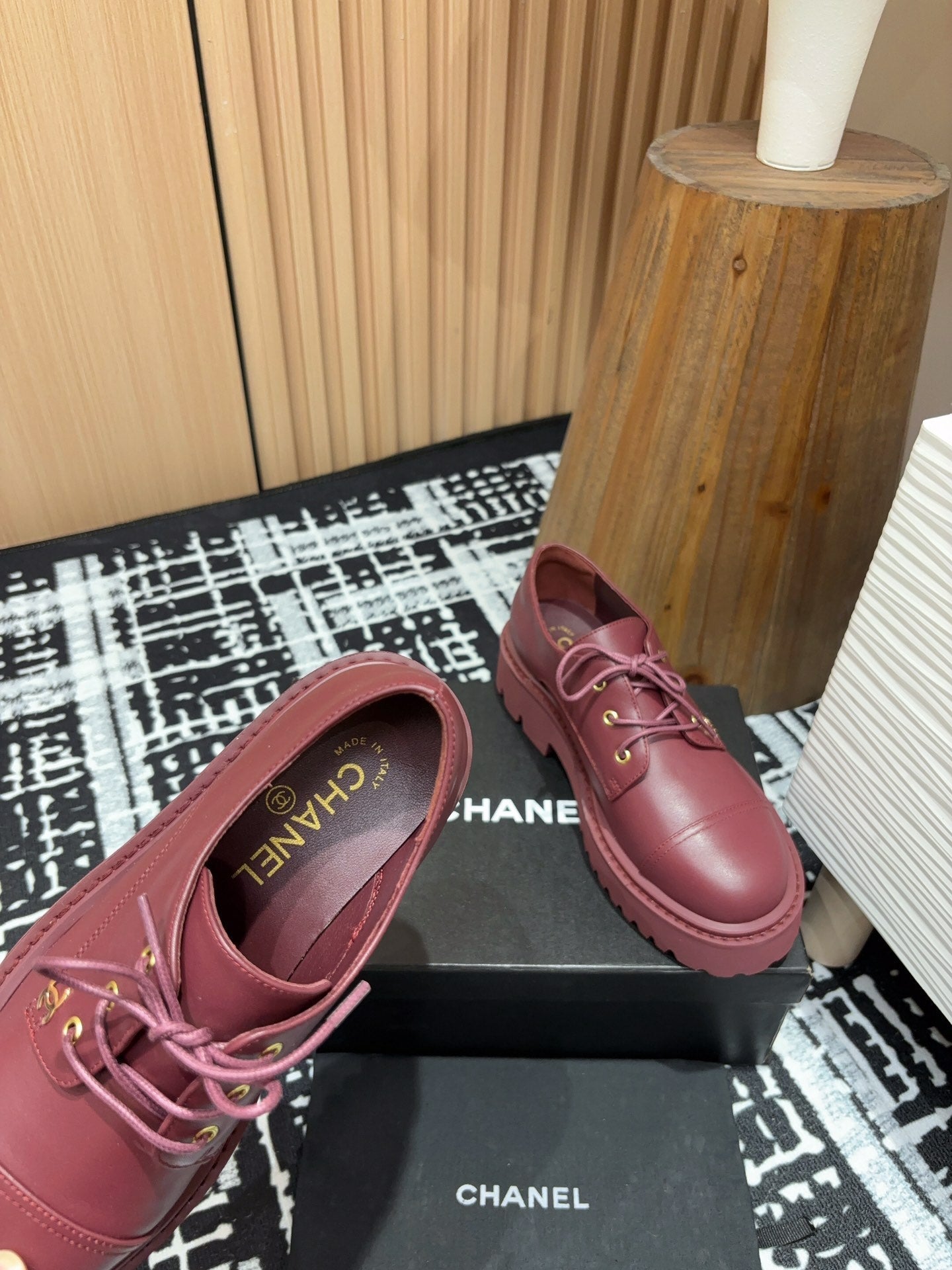 CC OXFORD SHOES IN BURGUNDY RED CALFSKIN - 35