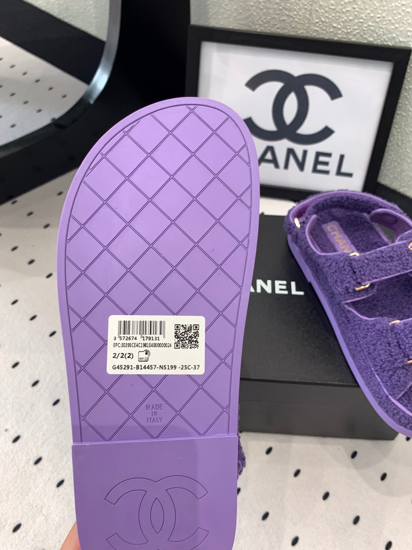 CC DAD SANDAL PLUM PURPLE LAMB FUR - 35