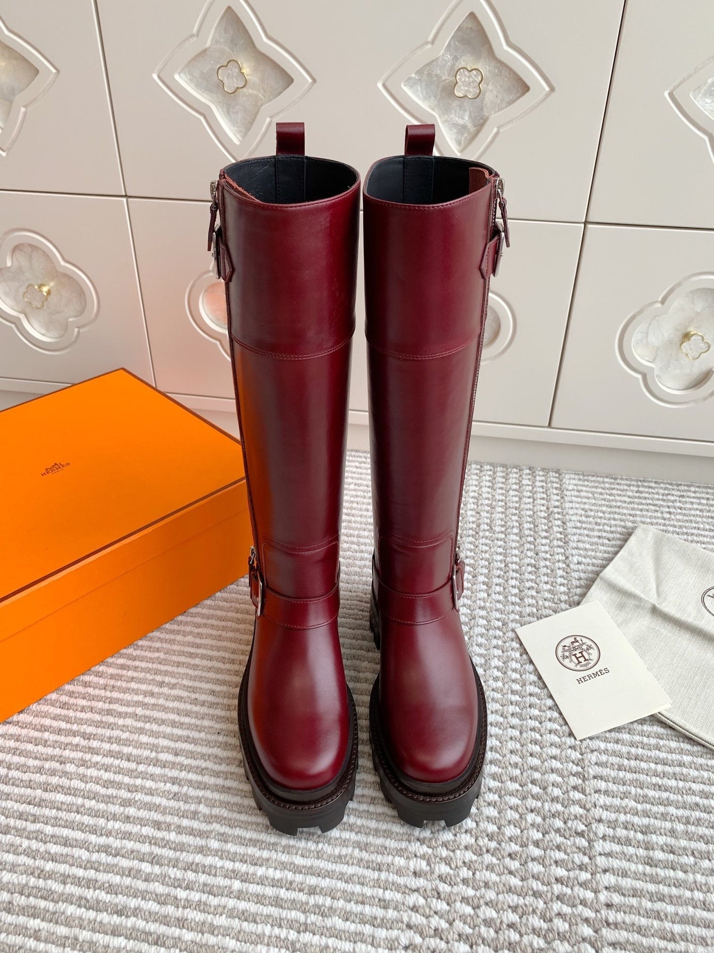 JAIME BOOT IN BURGUNDY RED CALFSKIN - 35
