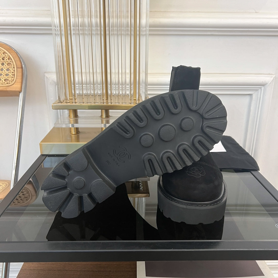 ANKLE BOOTS 4.5 CM IN BLACK LAMB SUEDE - 35