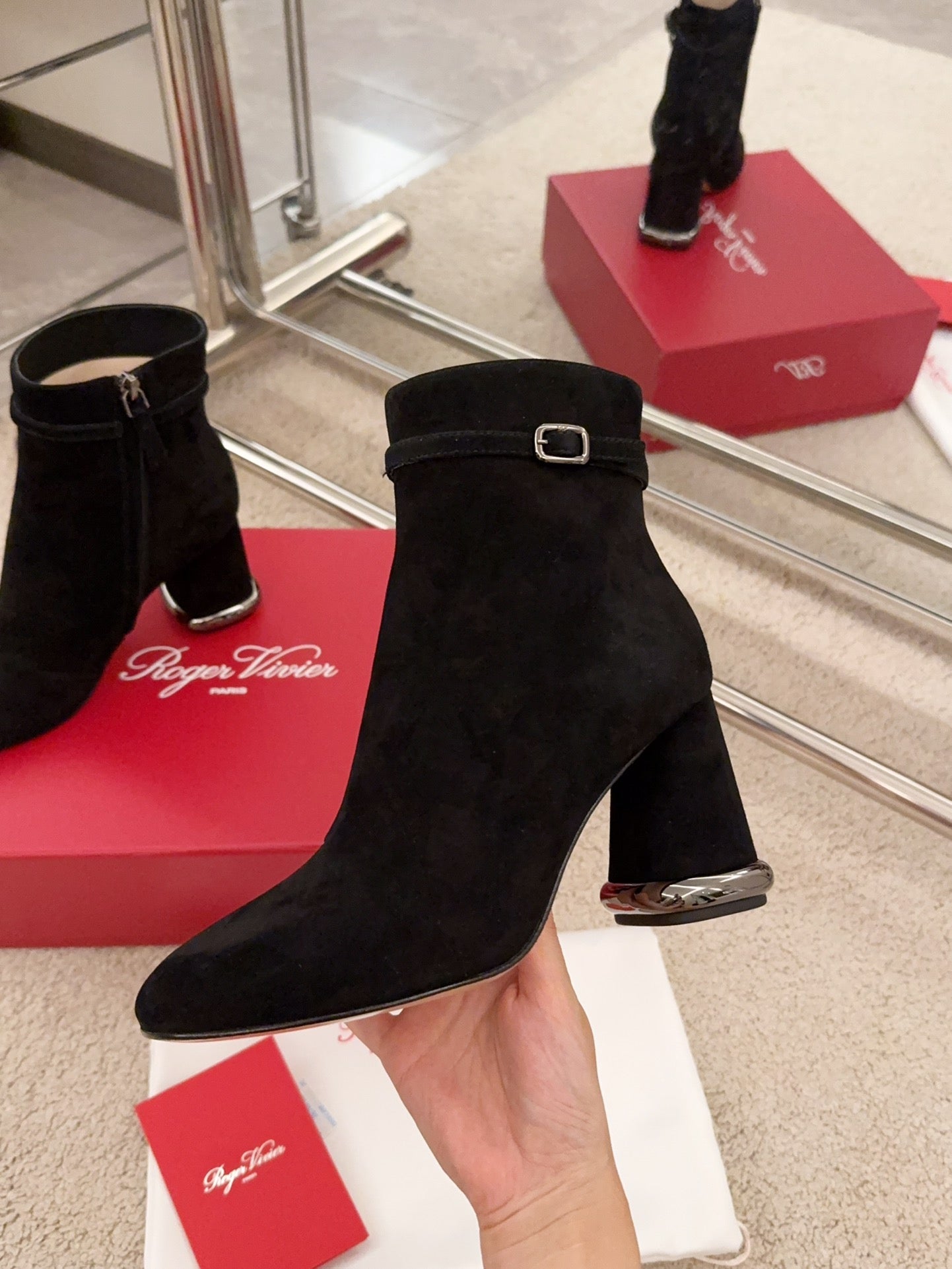 VIV' PODIUM BOOTIES IN BLACK SUEDE - 34