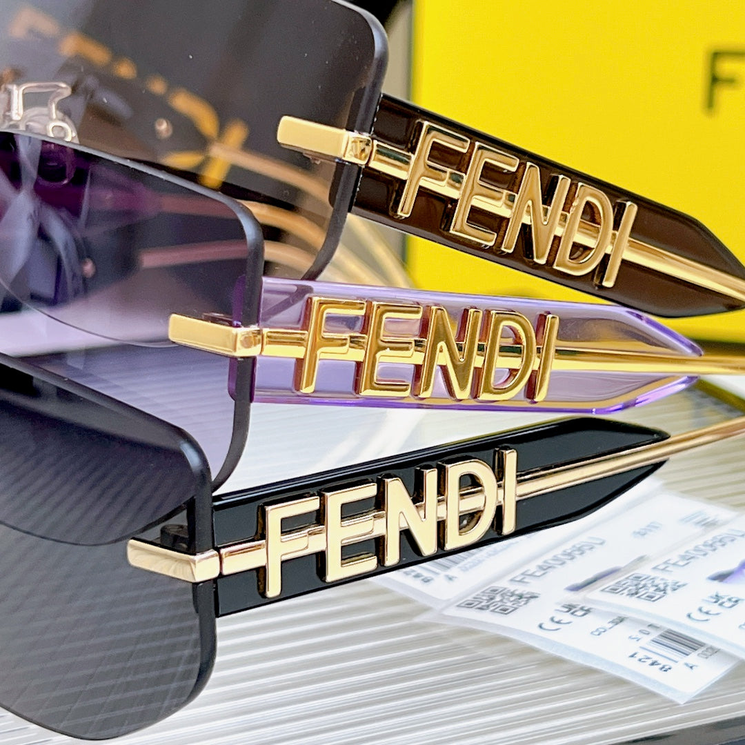SQUARED RIMLESS VISOR SUNGLASSES FE40066U IN ACETATE AND METAL - Purple