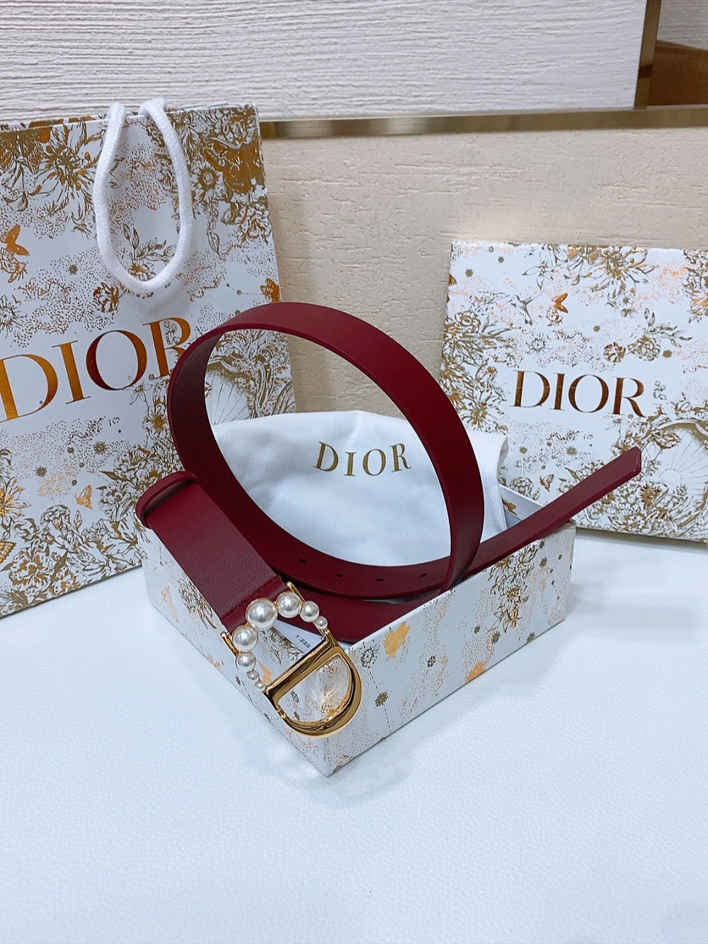 DIOR 25S BELT 30 MM IN RED CALFSKIN 586579 - 30