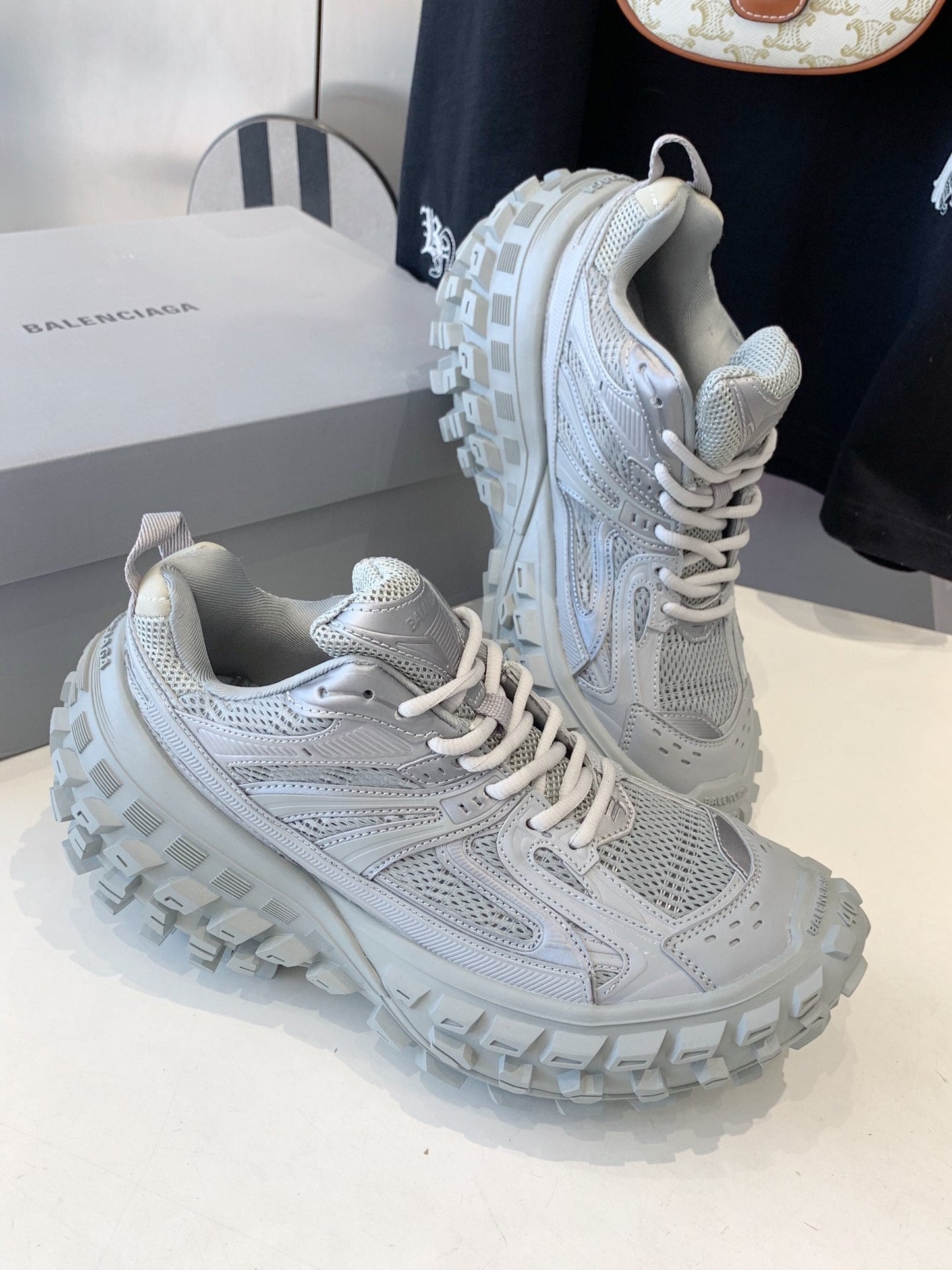 CHUNKY SNEAKERS IN BOMBAY GRAY POLYURETHANE, POLYESTER AND NYLON - 35