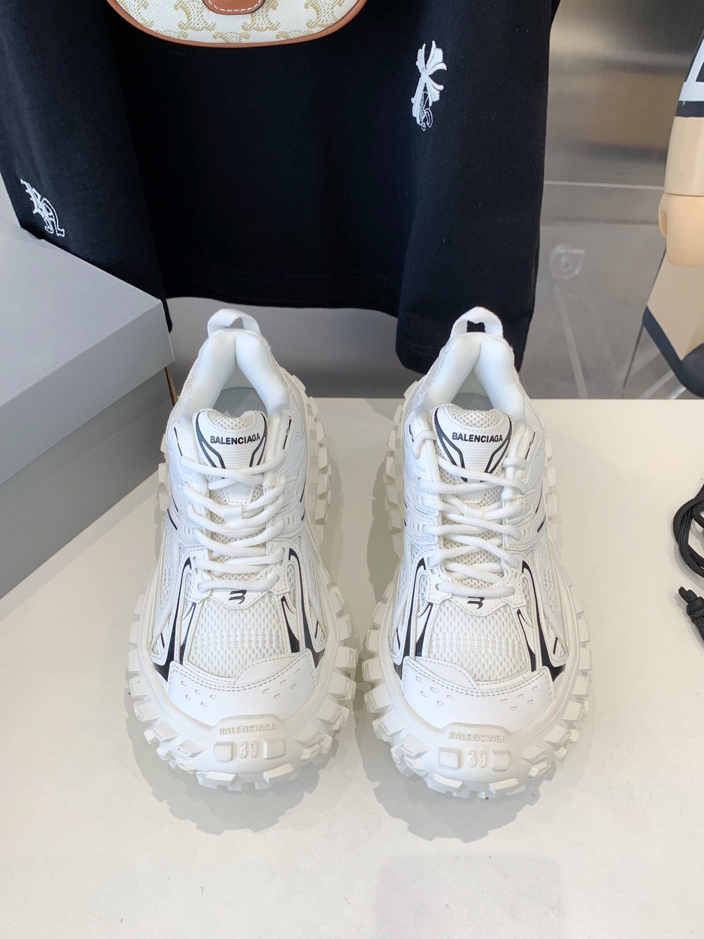 CHUNKY SNEAKERS IN WHITE MIX BLACK POLYURETHANE, POLYESTER AND NYLON - 35