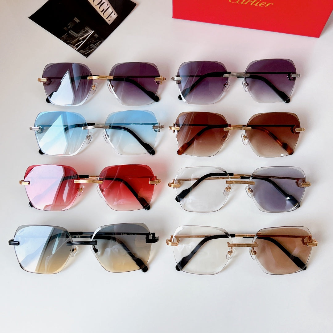 C DE RIMLESS SQUARE FRAME SUNGLASSES CT0625S IN METAL - Blue yellow