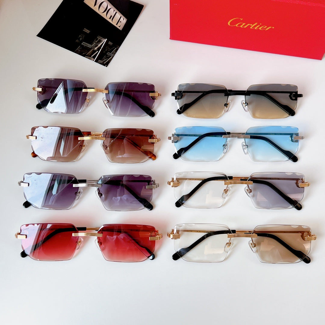 C DE RIMLESS RECTANGULAR FRAME SUNGLASSES CT0627S IN METAL - Purple photochromic lenses