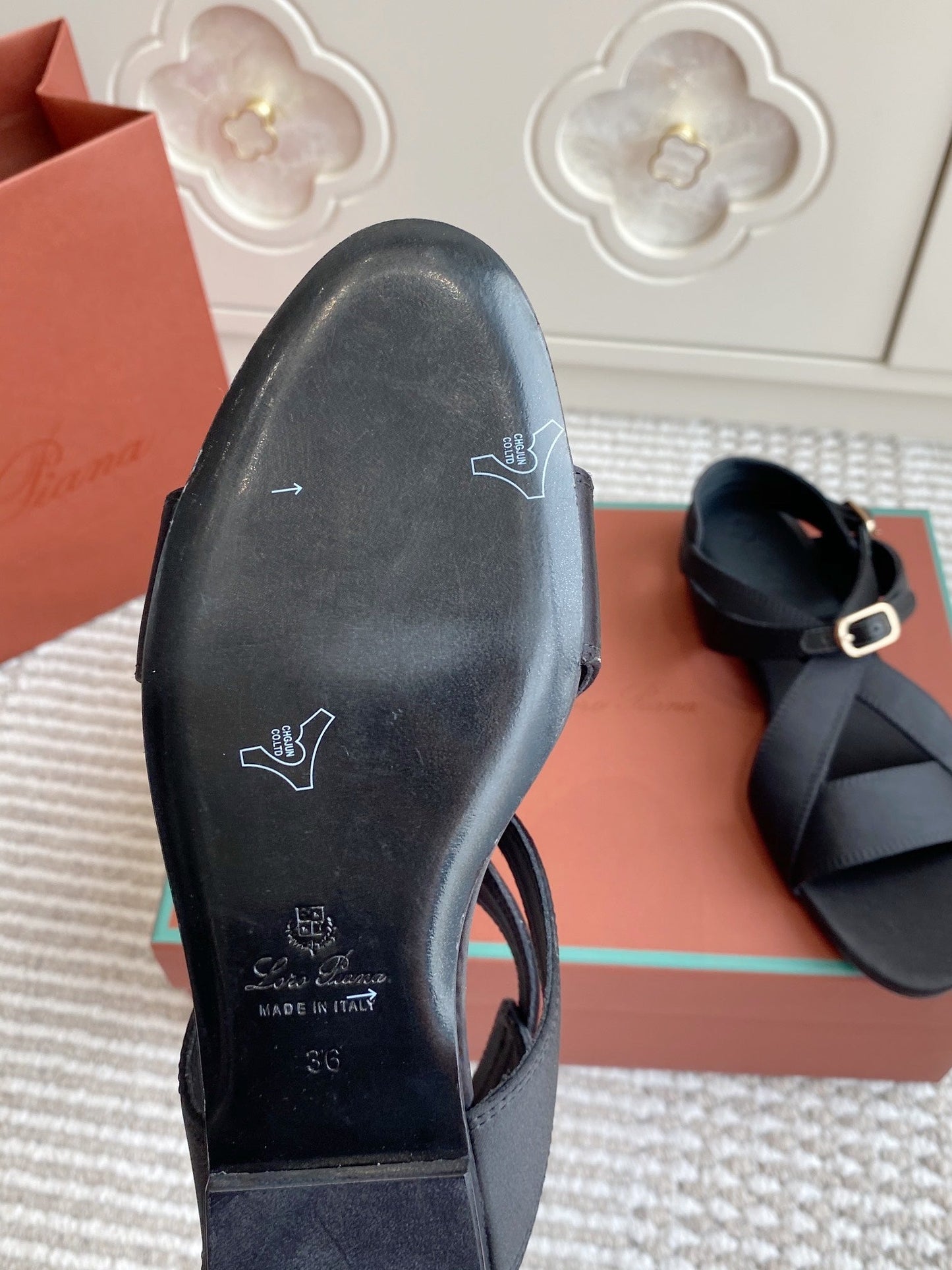 SANDALS IN BLACK SATIN - 35