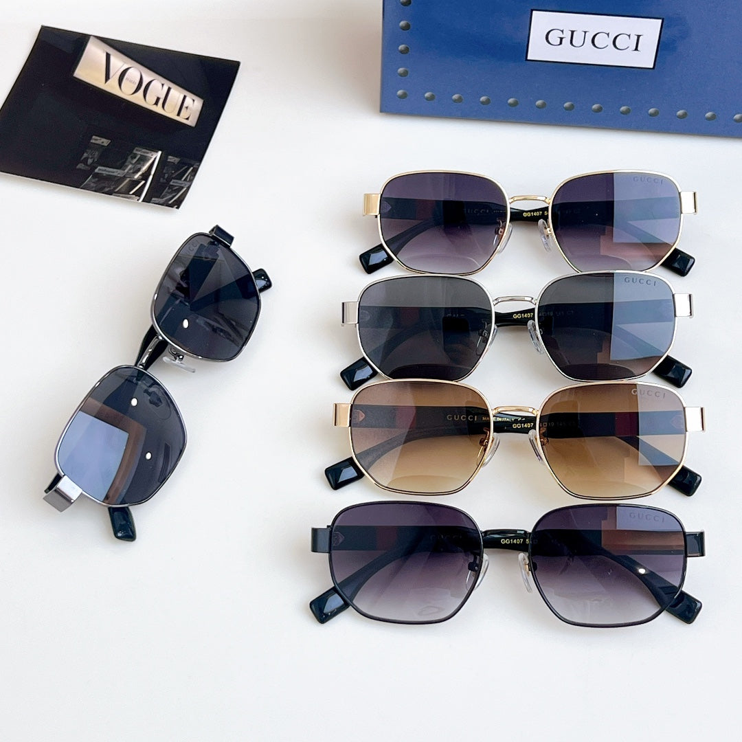 SQUARE FRAME SUNGLASSES GG1407 IN METAL EMBOSSED LOGO - Black/ purple