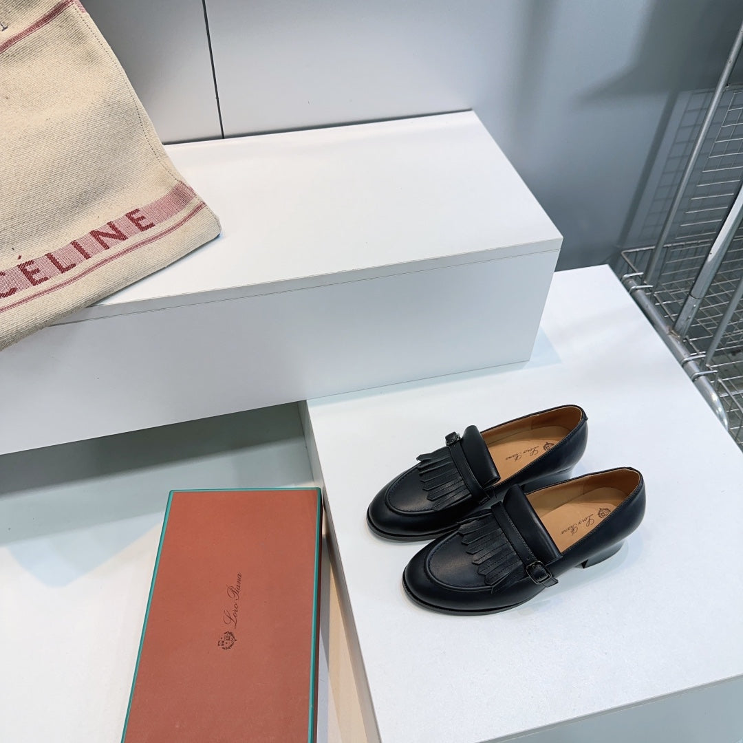 LP 25S PENNAN FRINGE LOAFER 35MM IN BLACK CALFSKIN - 35