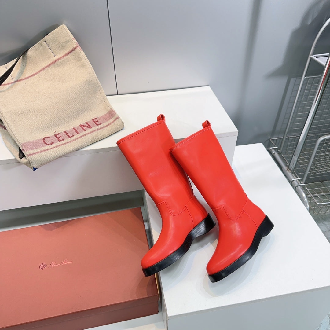LP 25S JOHN BOOT IN VERMILION CALFSKIN - 35
