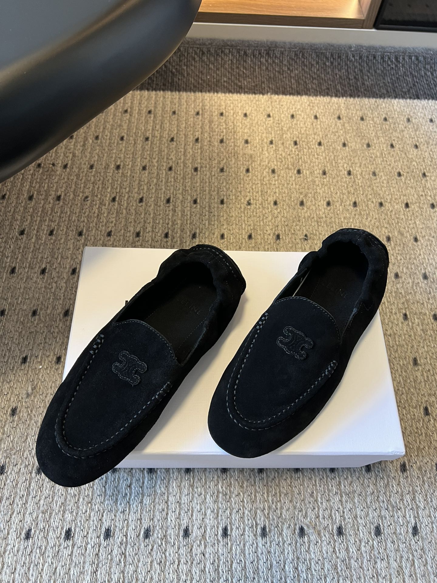 CELINE 25S LOAFERS FLAT IN BLACK SUEDE - 35