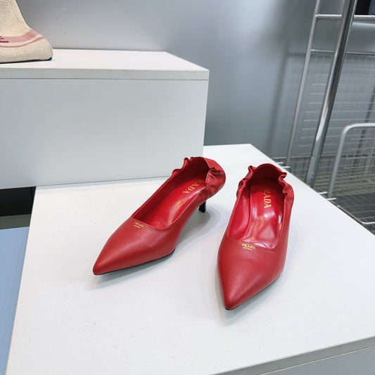 Туфлі PRADA 26S PUMPS 55MM З ТЕМНО-ЧЕРВОНОЇ ТЕЛЯЧОЇ ШКІРИ
