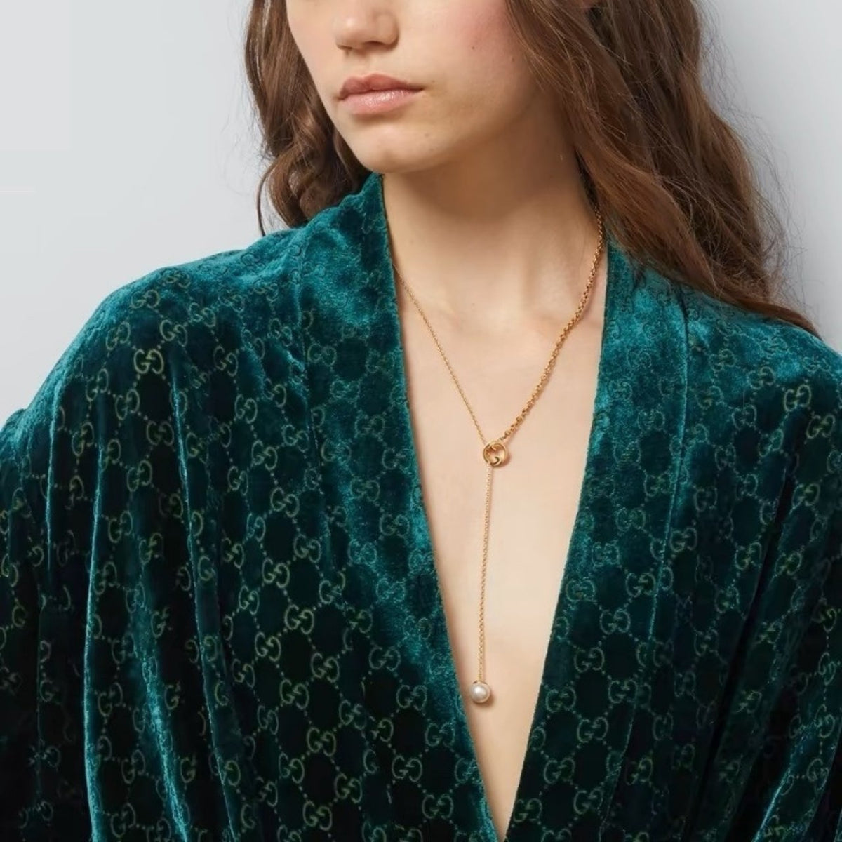 Gucci Blondie Pearl Drop Necklace Gold 774689 I4620 8078