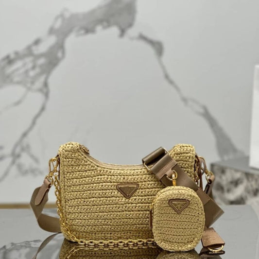 Super Vip 1:1 – Prada Re Edition 2005 Crochet Bag Natural 22Cm
