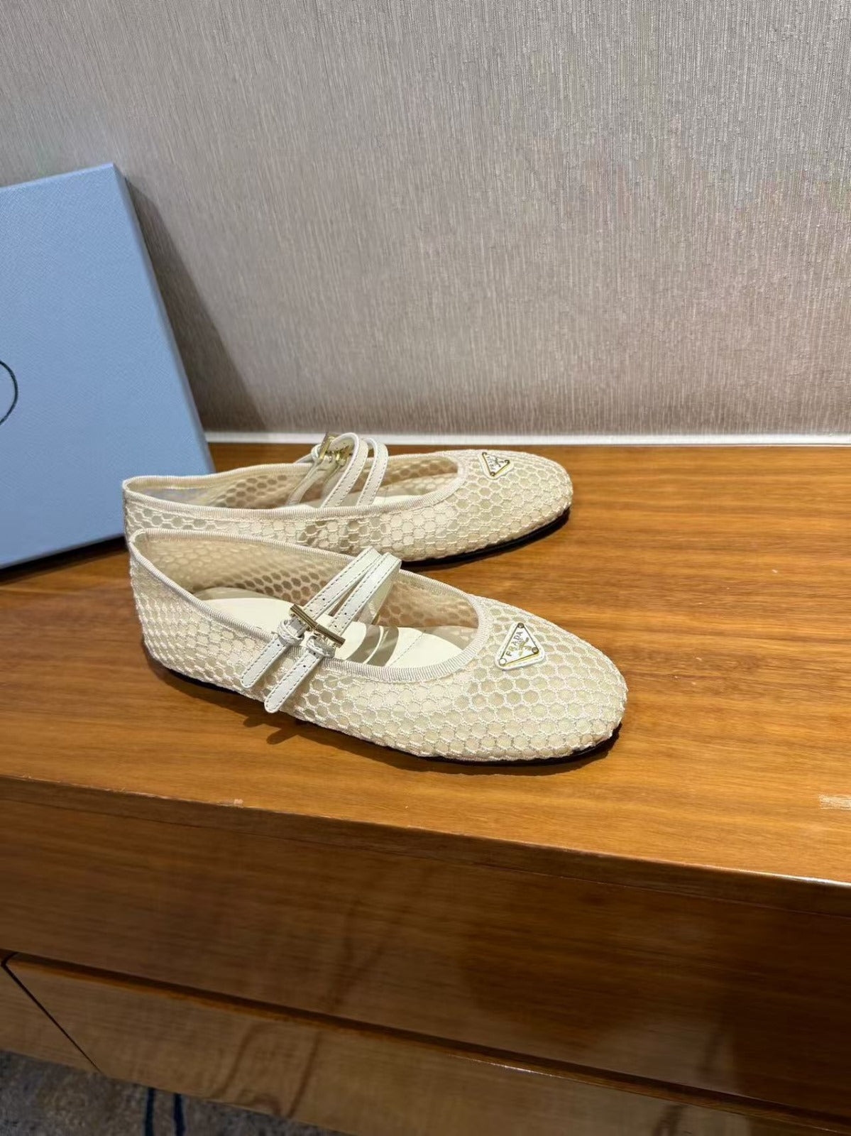 PRA BALLERINAS BALLET FLATS IN BEIGE MESH FABRIC - 35