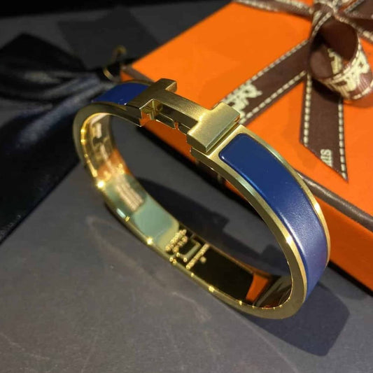 Hermes Clic Clac H Bracelet Gold In Blue