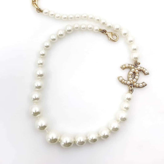 Chanel Metallic Coco Faux Pearl CC Necklace