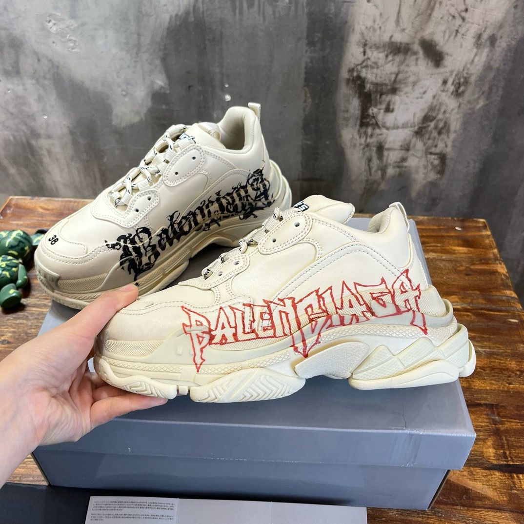 TRIPLE S SNEAKER DIY METAL IN WHITE CALFSKIN - 35