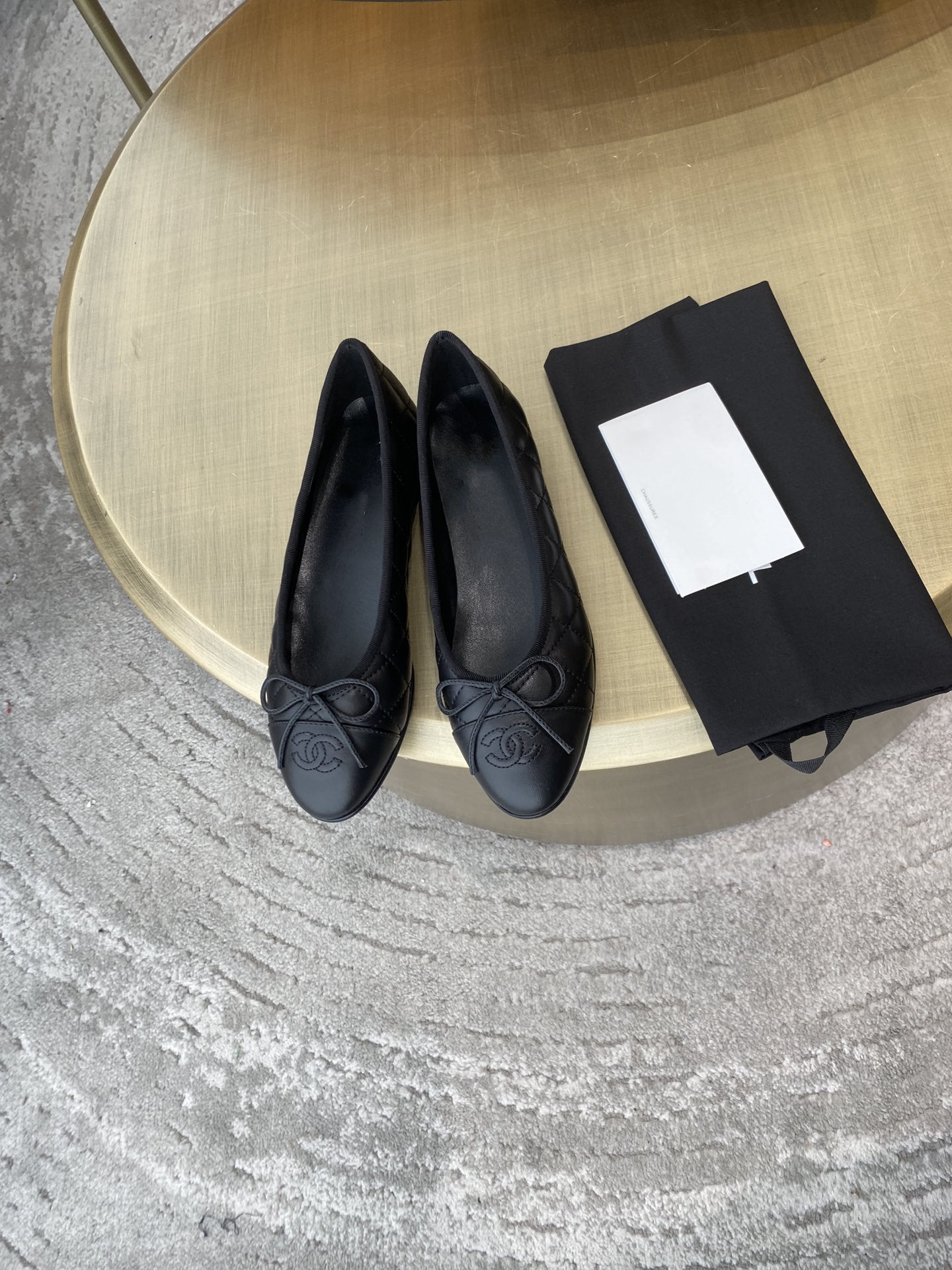 BALLET FLATS ALL BLACK QUILTED LAMBSKIN - 35