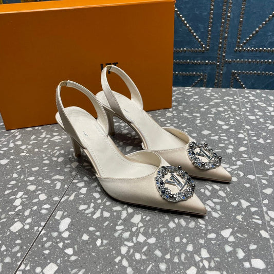 LV MET SLINGBACK PUMP WHITE - 35