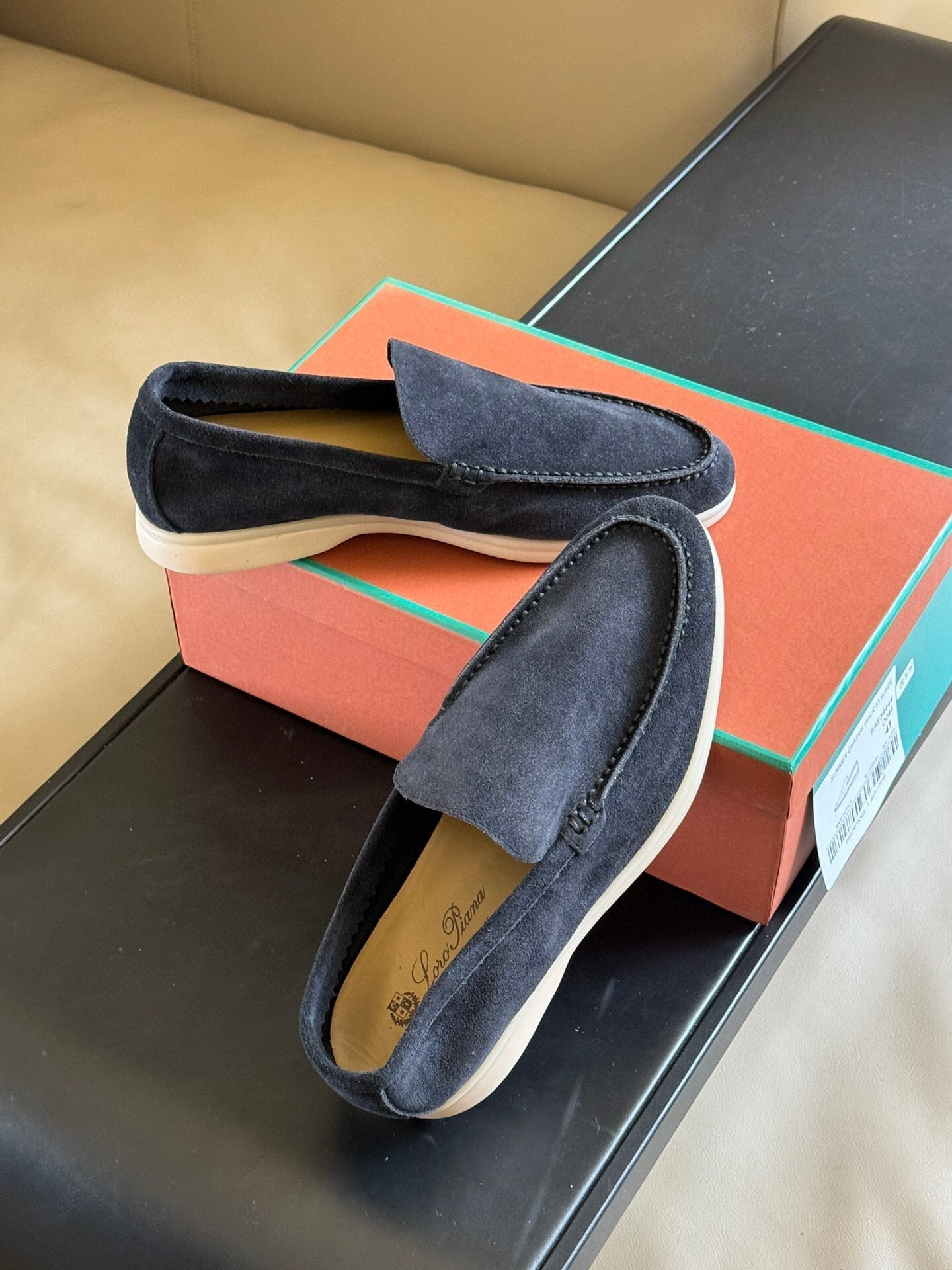 Loro Piana Suede Summer Walk Loafers Navy - 35