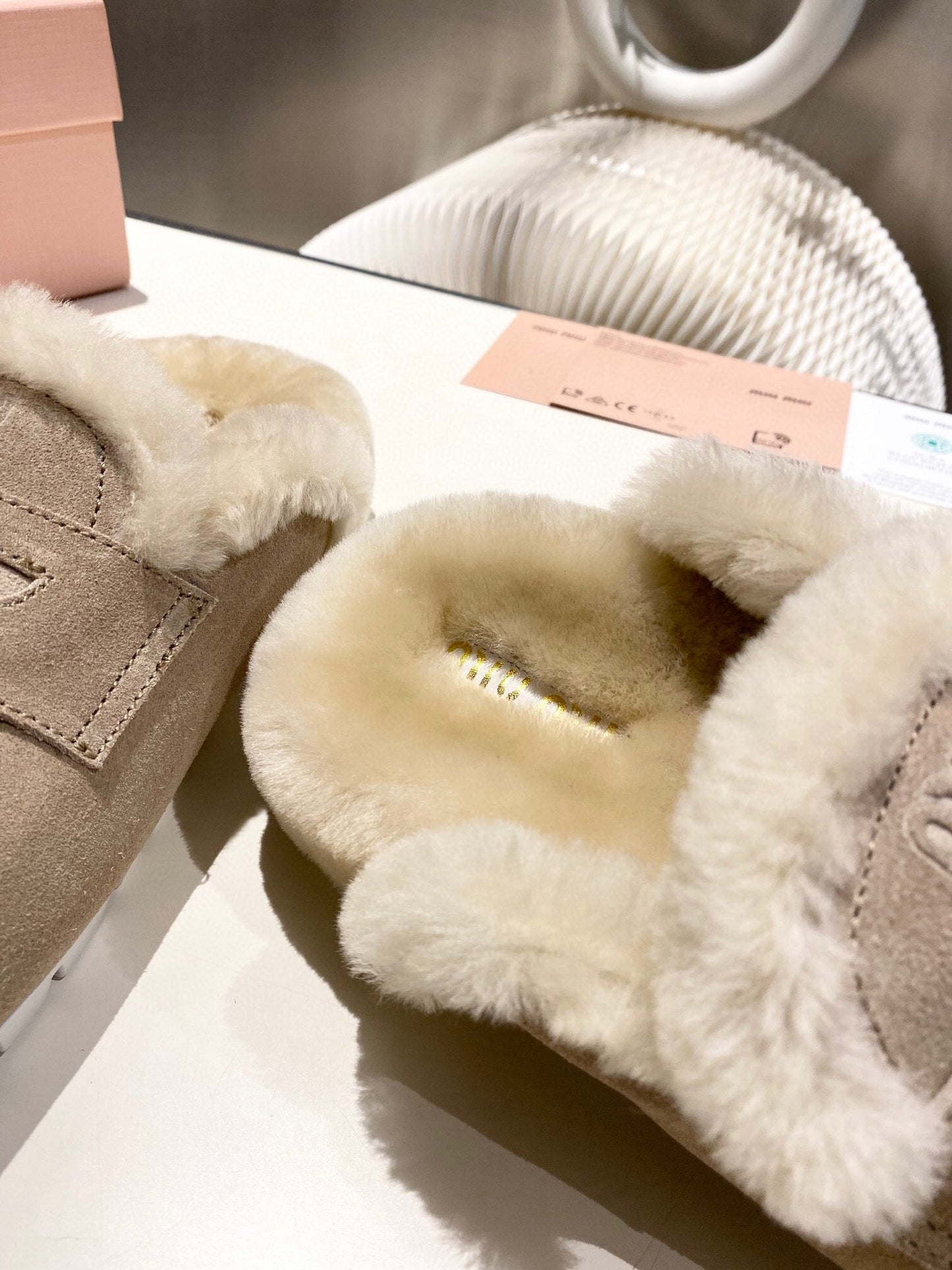 MULES SLIPPERS SHEEPWOOL SUEDE GREY - 35