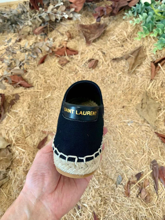 SL EMBROIDERED ESPADRILLES IN CANVAS BLACK - 35