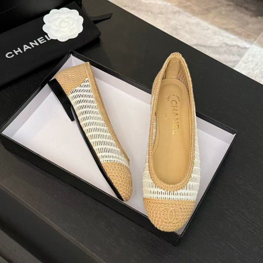 cc 2025 ballet flat beige white raffia - 34