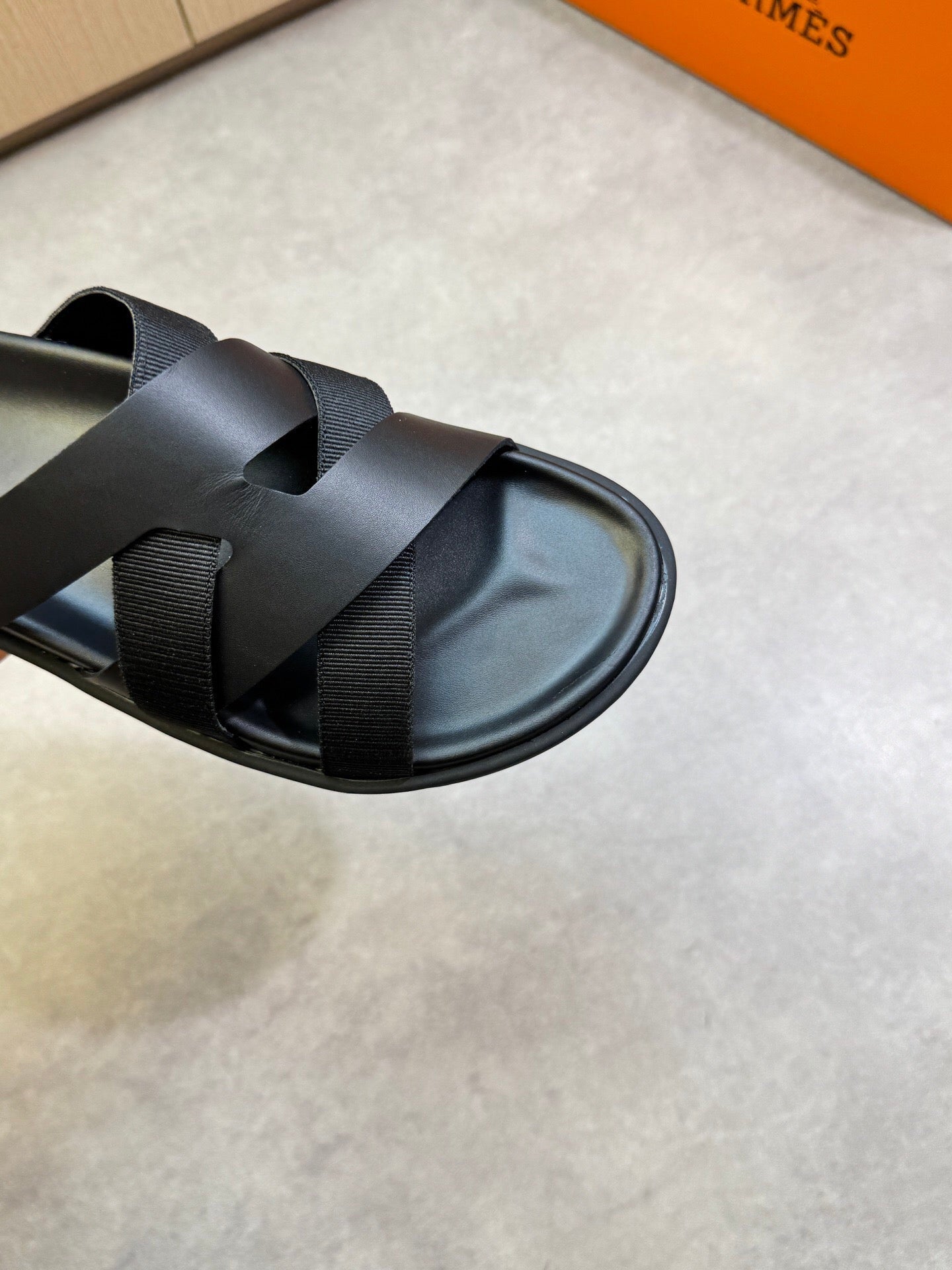 KAZIMIR SANDAL IN BLACK CALFSKIN AND CANVAS - 38